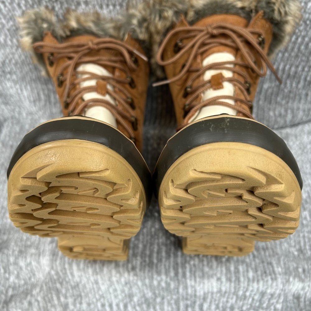 Khombu Allie Waterproof Brown Faux Fur Winter Lace-Up Duck Boots Size 7 - Picture 10 of 13